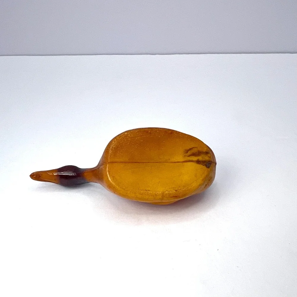 Antique Celluloid Miniature Duck Figurines 1930s Lot of 2 Toy Mallard Rattle‎